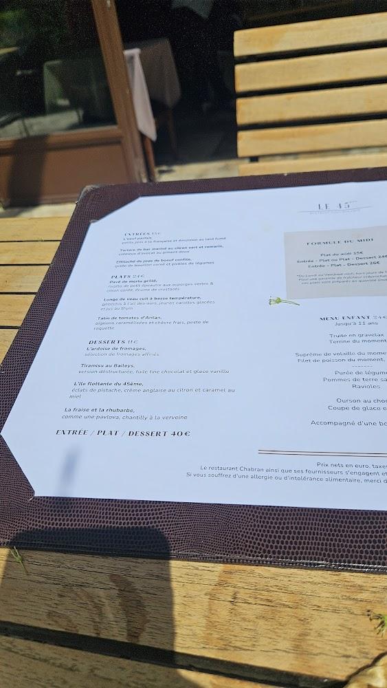 Maison CHABRAN - Le 45ème (Bistrot Gourmand) - Menu Image 4